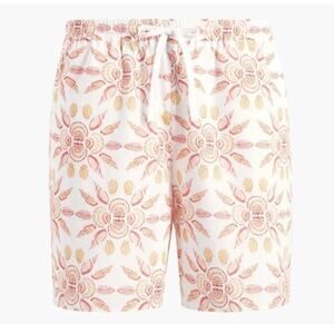 Hill House Home Leo Lined Shorts Orange Shell Mosaic Print Size XL